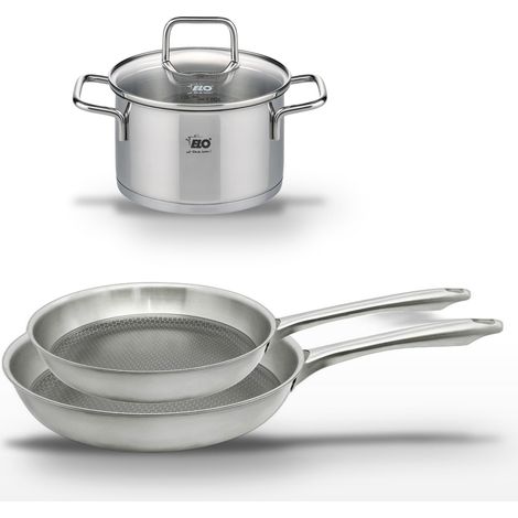 Lot de 2 poêles 24/28 cm et faitout 20 cm Elo Relief Passion (1/5)