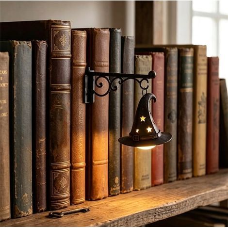 Serre-livres en métal - Serre-livres avec lampe - Modèle chapeau de sorcière (1/5)