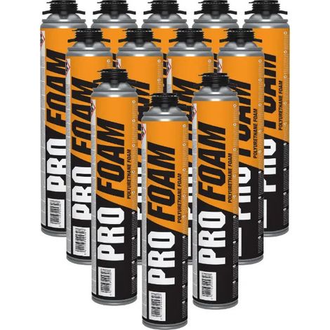 Caja de 12 PRO FOAM espuma de poliuretano, PU pulverizable, 700 ml