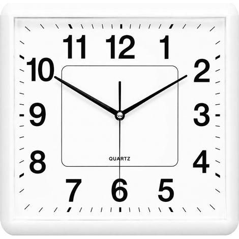 Horloge murale rectangulaire silencieuse 30 x 27 cm modèle 9813 cadran blanc réf 5495 33 × 30 × 10 cm 400 g – Livraison gratuite