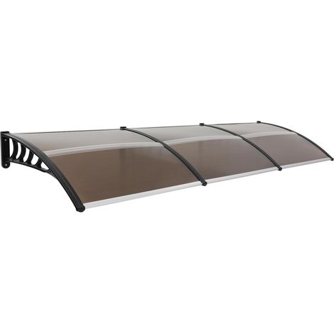 Eingangsvordach, 300 x 90 cm, transparent - Hergestellt aus Polypropylen + PC und Aluminium, für den Außenbereich, Sonnen- und Regenschutz, für Tür- und Fensterüberdachungen
