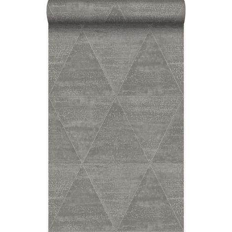 papier peint triangles métalliques vieillis, altérés et touchés gris industriel - Origin Wallcoverings (1/5)
