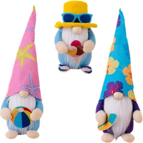 Lot de 3 Poupées Gnomes d'Été Décoratives Surf Ballon de Plage et Glace Décoration Intérieure et Extérieure Thème Océan Figurines Légères pour Maison et Jardin Ambiance (1/5)