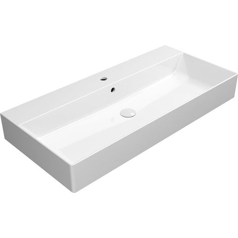 Lavabo KUBE X en céramique 100x47cm, blanc ExtraGlaze (1/5)