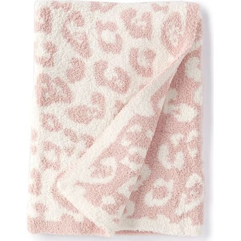 Couverture en laine demi-velours, couverture tricotée pour enfant à imprimé léopard, couverture tricotée doublée polaire, couverture imprimé léopard Barefoot, couverture de rêve (1/5)