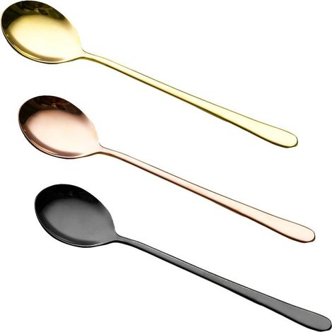 Cuillère Lot de 3 PCS Petites Cuillères à Café Expresso Acier Inoxydable Cuillère à Dessert et Cuillère de Table(cuillère pointue)-Fei Yu (1/4)