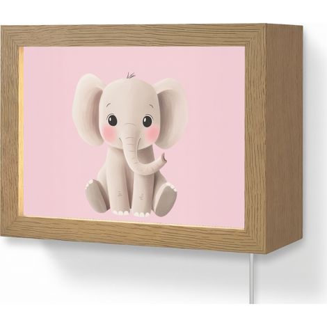APPLIQUE MURALE Eléphant - Bébé - Rose - Dessin animé 20x15 cm (1/5)