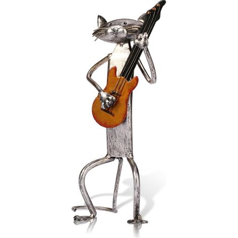 Metallskulptur einer Katze mit Gitarrenfigur – Geschenkidee zum Erntedankfest (1/5)