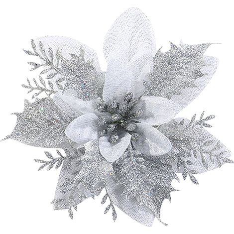 Fleur Artificielle - Diamètre 14 cm - Décoration Festive pour Arbre de Noël Couronne Cadeau et Intérieur - Lot de 1 (1/3)
