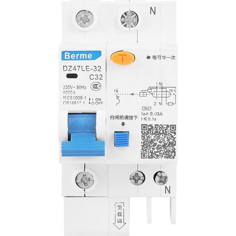 Disjoncteur à Courant Résiduel 1P+N C32 Disjoncteur RCCB 30mA 230V