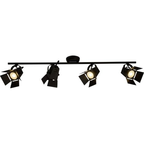 BRILLIANT lampe Movie Spot LED tube 4 lumières noir mat 4x LED-PAR51, GU10, 5W lampes à réflecteur LED incluses, (380lm, 3000K) Échelle A ++ à E Têtes pivotantes (1/3)