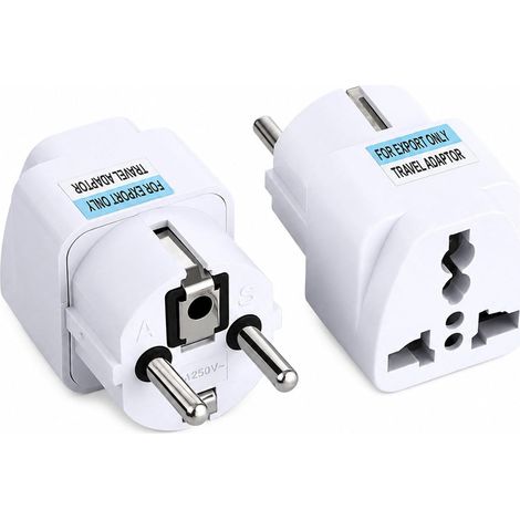 Reiseadapter 2 Stück, Universal Adapter Welt auf EU Stecker, Steckdosenadapter für Deutschland Europa, Reisestecker Adapter für USA UK China Japan Australien Schweiz, Stromadapter für Urlaub (1/5)