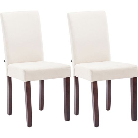 Set 2 sedie per sala da pranzo dal design moderno in tessuto panna e gambe in legno testa di moro 100001553