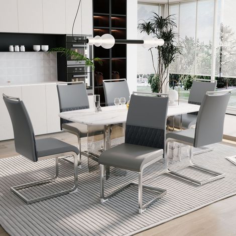Silla de comedor 42x48x95 cm de metal gris, moderna, para comedor FloraGrace (1/5)