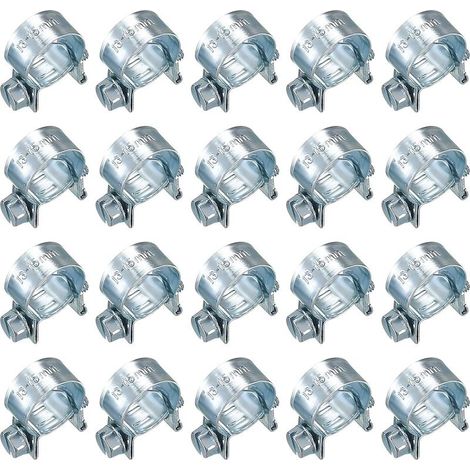 20 Pièces Colliers de Serrage Réglables, Colliers Serrage Métallique, Collier Durite pour Pince Collier Echappement Tuyau de Injection de Carburant - 13-15 mm (1/5)
