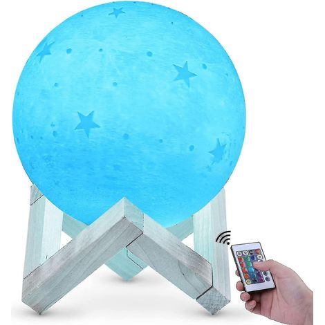Lampe Lune 3D 20 cm, 16 couleurs, rechargeable par USB, écran tactile, veilleuse lune RGB (1/5)