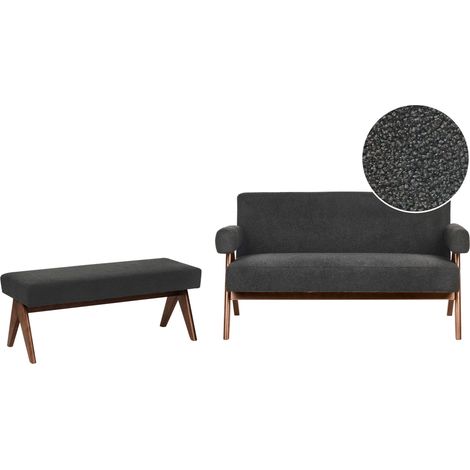 Sofa Set TAMRE Bouclé Schwarz / Dunkelbraun (1/5)