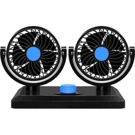 Ventilateur de voiture USB à double tête, portable, adapté aux camping-cars, camions, tableaux de bord et bureaux. (1/4)