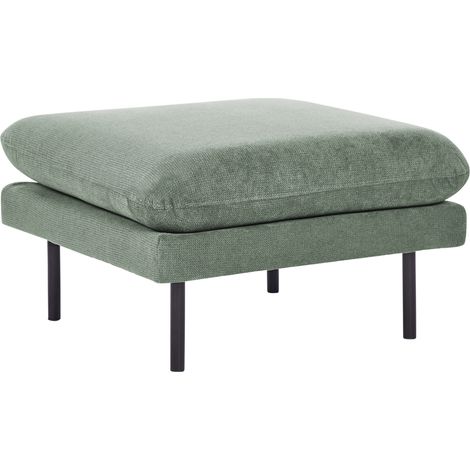 Otomana moderna reposapiés cuadrado acolchado patas de metal negras tela verde Vinterbro