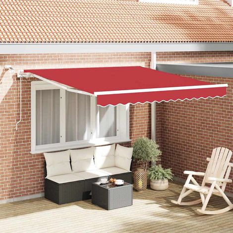 Toldo Retráctil Rojo 350 x 250 cm Poliéster y metal