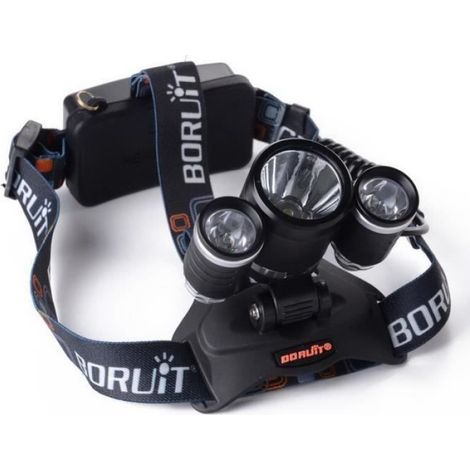 Lampe Torche Frontale - eTakin - LED - 2pcs 18650 Batteries - Rechargeable USB - Noir (1/4)