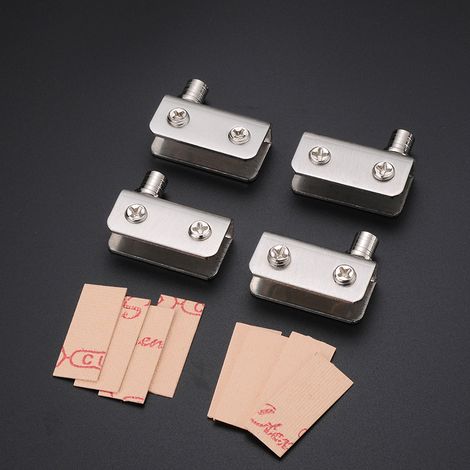 Pack de 4 charnières à pivot 90° en acier inoxydable – Verre sans perçage pour épaisseur 5-8mm-DELKEVIC (1/3)