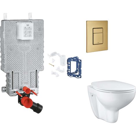 Grohe Uniset - Set bâti-support, cuvette, abattant SoftClose et plaque de déclenchement Skate Cosmopolitan et kit pour insertion de tablette, Cool Sunrise Brossé SANI15BB4121 (1/2)