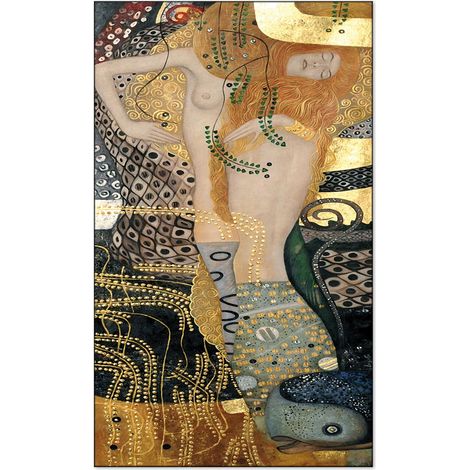 Lupia - Quadro su Tela il Meglio dell'Arte, 45x75 cm BISCE D'ACQUA KLIMT, Riproduzione d'Arte su Tela, Montato su Telaio in Legno 3 cm, Made in Italy (1/4)