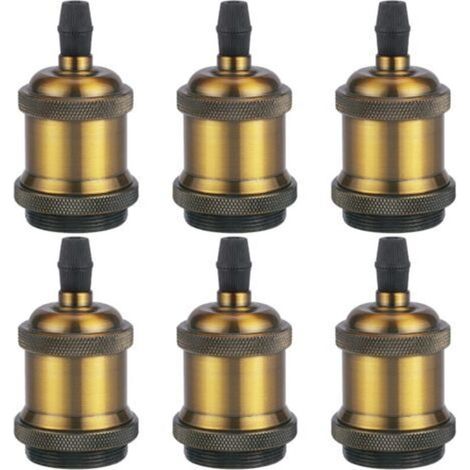 6×Rétro Douille d'ampoule E27 Edison LED, Vintage Style Adaptateur de Lampe Spiral Support 90-260V pour Suspension Lustre Plafond, Bronze (1/3)