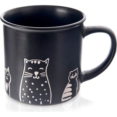 Keramikbecher mit schwarzen Katzenmotiv, 500 ml (1/4)