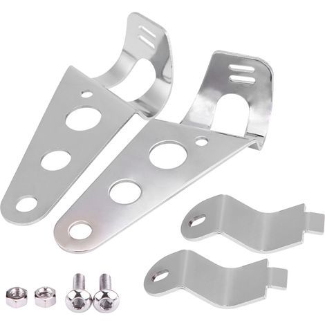 Support Moto Racer Fixation Phare 2 Pièces 28mm-34mm Compatible Honda Kawasaki Argent (1/5)