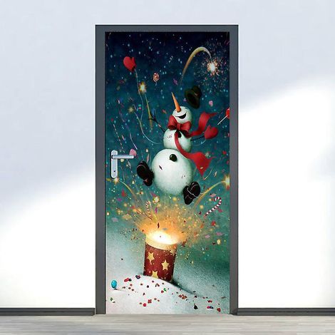 77 x 200 cm Door Sticker 3D Door Poster Pre-Christmas Giving Children Christmas Gifts Vinyl Door Poster Wall Sticker Grandpa (1/5)