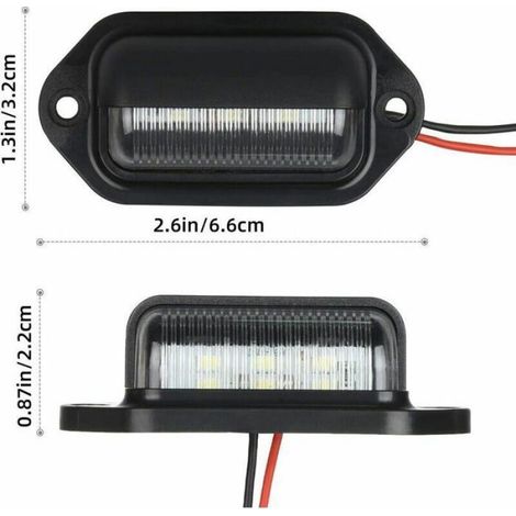 Feux Plaque Immatriculation - LED Étanches IP65 - 6 SMD Blanc - 12 V / 24 V - Pour Camion Remorque Voiture Caravane - Lot de 2 (1/5)