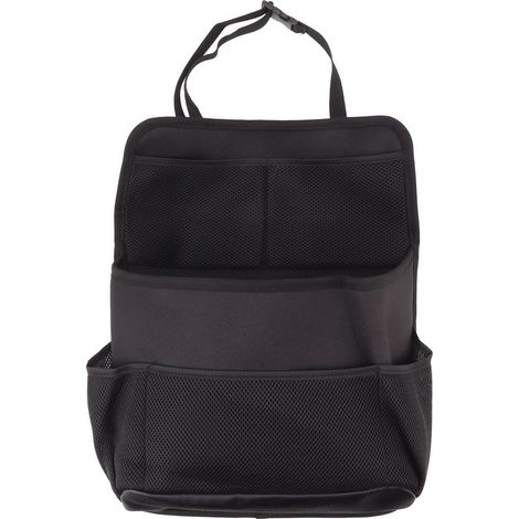 Sac de rangement universel pour siège auto arrière, grande capacité, poches multiples, organiseur pour bouteille, téléphone, tablette et snacks. (1/5)