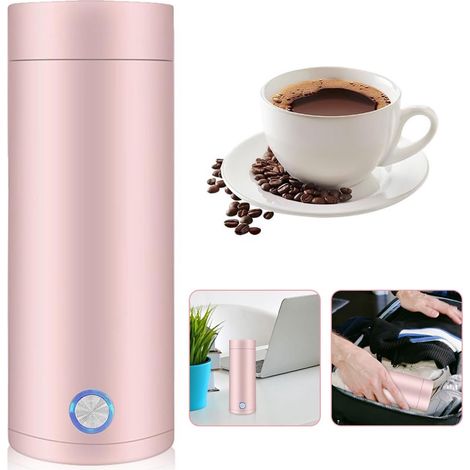 Bollitore portatile - Dispenser di acqua calda - Bollitore da campeggio - Bollitore piccolo - Bollitore da viaggio - Mini bollitori - 400 ml - Rosa - 7,5 x 20,5 cm (1/5)