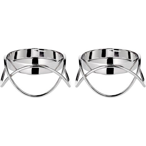 Lot de 2 Bougeoirs Bastia en Métal Argenté Chandelier Décoratif Table Hauteur 4,5 cm - PANGIVO (1/5)