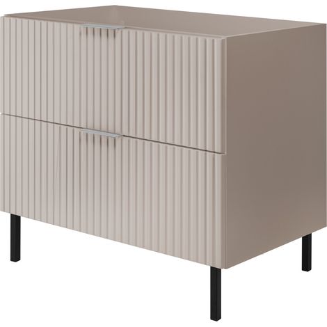 Mobile lavabo, Cashmere, 80 x 77 x 46 cm, maniglia argento, gambe nere, senza piano (1/5)