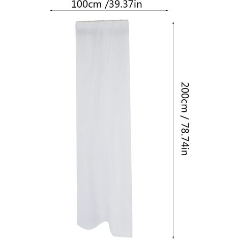 Voile pour fenêtre avec emplacement pour tringle, rideau translucide pour chambre ou balcon (Blanc) (1/5)