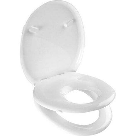Abattant WC Metaform Baby 'n' family en durolite et re'sines thermoplastiques blanc 38x44 cm avec charnie'res en plastique re'glables abattant WC pour adultes et enfants