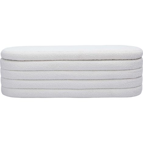 Banco con baúl de tela efecto lana rizada blanco L 125 cm NAVY (1/5)