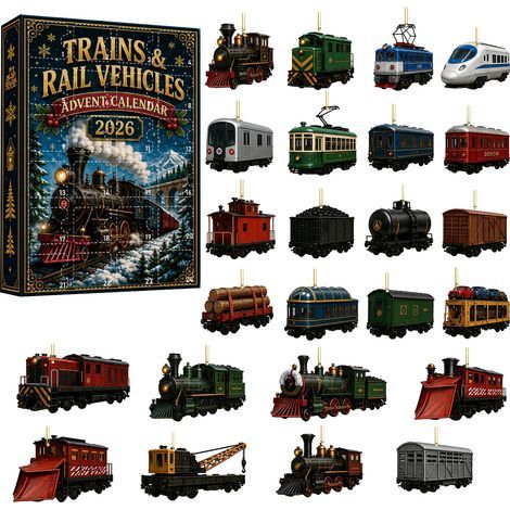 Weihnachtsüberraschungsbox mit Retro-Dampflokomotive, Weihnachts-Mystery-Box erhältlich, Adventskalender, Weihnachtsbaumschmuck (1/5)