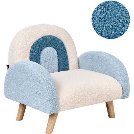 Kindersessel Regenbogen OMBO Bouclé Hellblau (1/5)