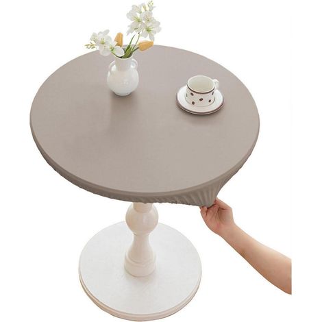 Nappe ronde en polyester, imperméable, anti-taches, 90cm, Gris