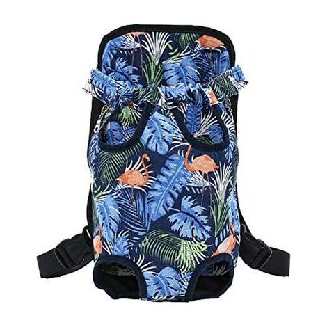 Sac à dos ventral de transport pour chat et chien, portable, bleu/orange, taille L – DELKEVIC