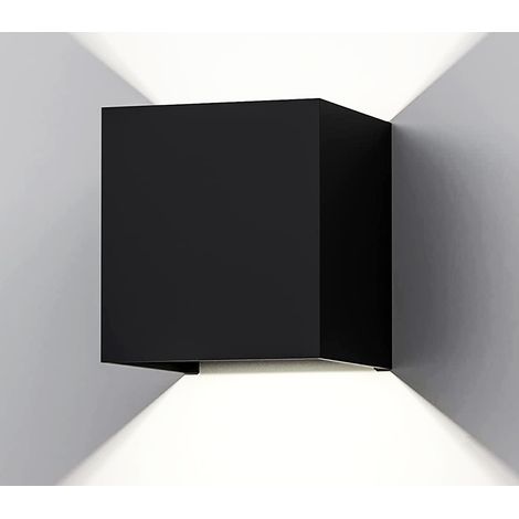 Applique Led Lampada Parete 20W Cubo Nero Doppia Luce Fredda Interno Esterno (1/5)