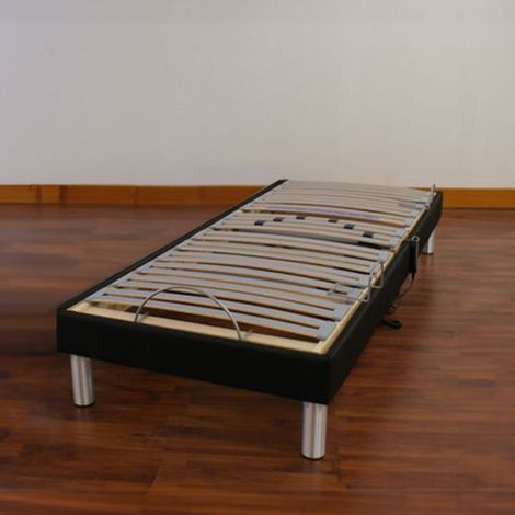Sommier électrique relaxation tous lattes cadre tissu noir 80 x 200
