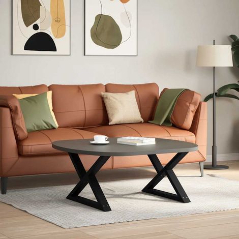 vidaXL Coffee Table Legs 2 pcs Black 70x(42-43,3) cm Steel (1/5)