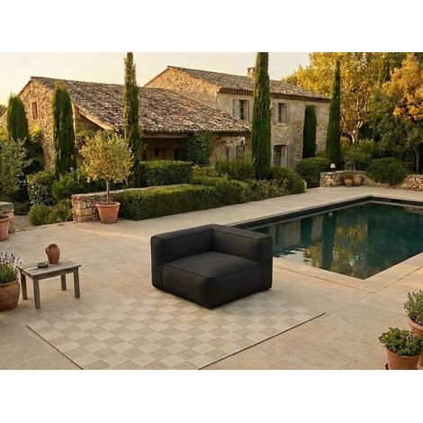 BOBOCHIC - Angle pour canapé de jardin modulable GIULIA avec bâche de protection Noir (1/5)