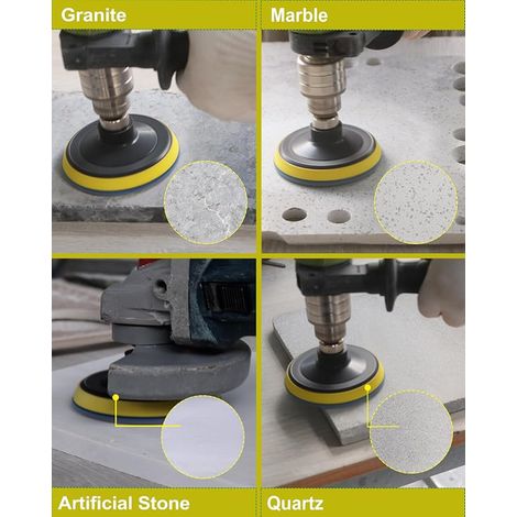 Diamond Polishing Disc 4 Inches/100 mm Grit 50/100/200/400/800/1500/3000 with M14 Support Pads+Adapter for Granite Marble Artificial Stone Quartz Angle Grinder (1/3)