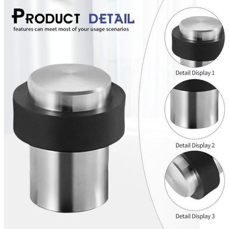 Butoir de Porte - Acier Inoxydable - Montage au Sol - Diamètre 4.5 cm - Pour Portes Intérieures et Extérieures - Lot de 10 (1/4)